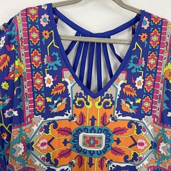 Trina Turk Tapestry Swim Cover Up Colorful Tunic Mini Dress Size Large NWOT - Picture 9 of 12